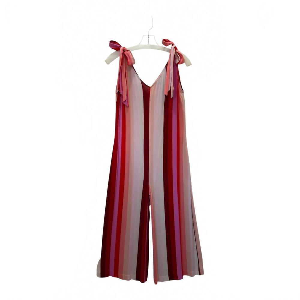NEW CHARLIE B women's hibiscus stripe jumpsuit in multi